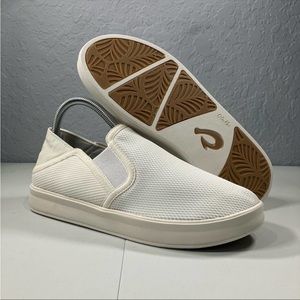 OluKai Ki'ihele Bright White Slip-On Casual Comfort Loafer Shoes Womens 10